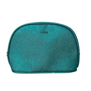 NEW La Mer Metallic Green Zippered Makeup Cosmetic Bag Travel